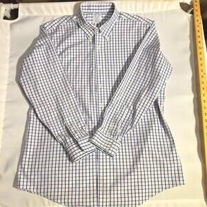 Brooks Brothers Regent Fit Shirt 16.5-34 Blue Check 100% Cotton Dress Shirt L